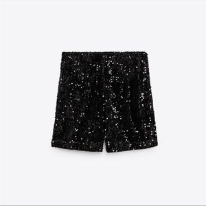 ZARA SEQUINED VELVET SHORTS - size M